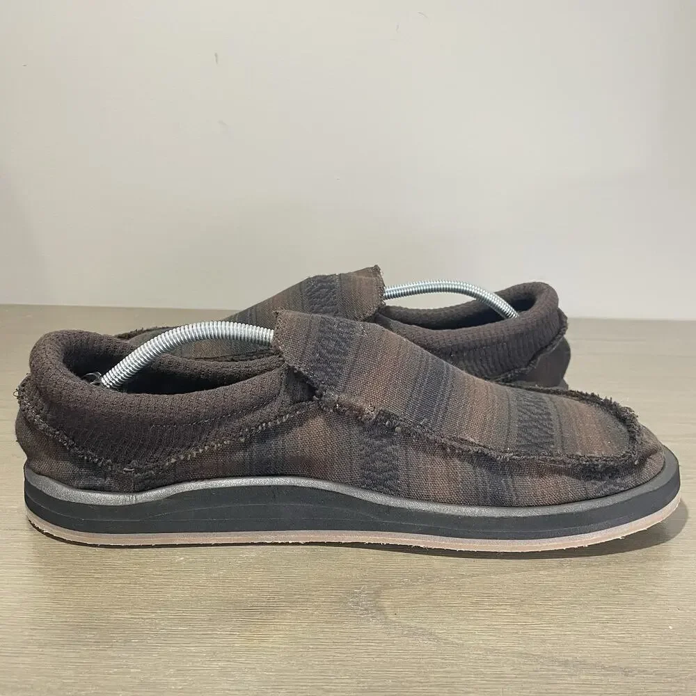 Sanuk Mens Size 14 Loafers NEW Chiba Blanket Shoes Brown Black Woven 1161270